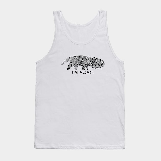 Giant Anteater - I'm Alive! - animal design on white Tank Top by Green Paladin